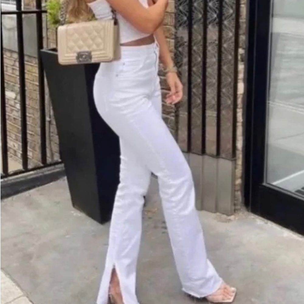 Zara high waisted flare jeans with slit